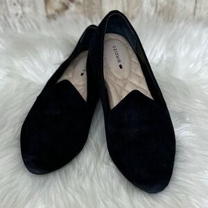 Birdies The Heron Flat in Black Suede Leather [S6142]